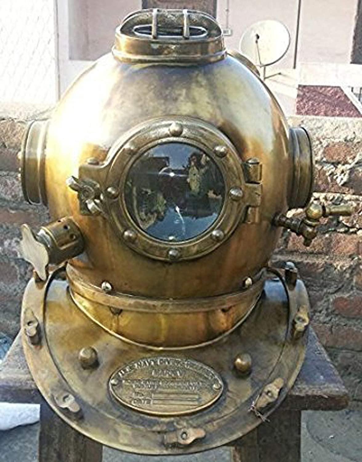 Casco de buceo vintage de 18" Marítimo 1921 Anchor Engineering Deep SCA Casco antiguo para buceadores