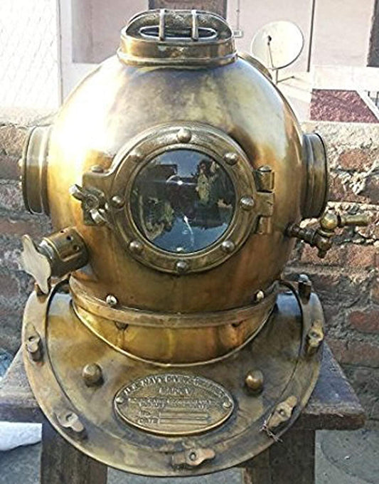 Casco de buceo vintage de 18" Marítimo 1921 Anchor Engineering Deep SCA Casco antiguo para buceadores