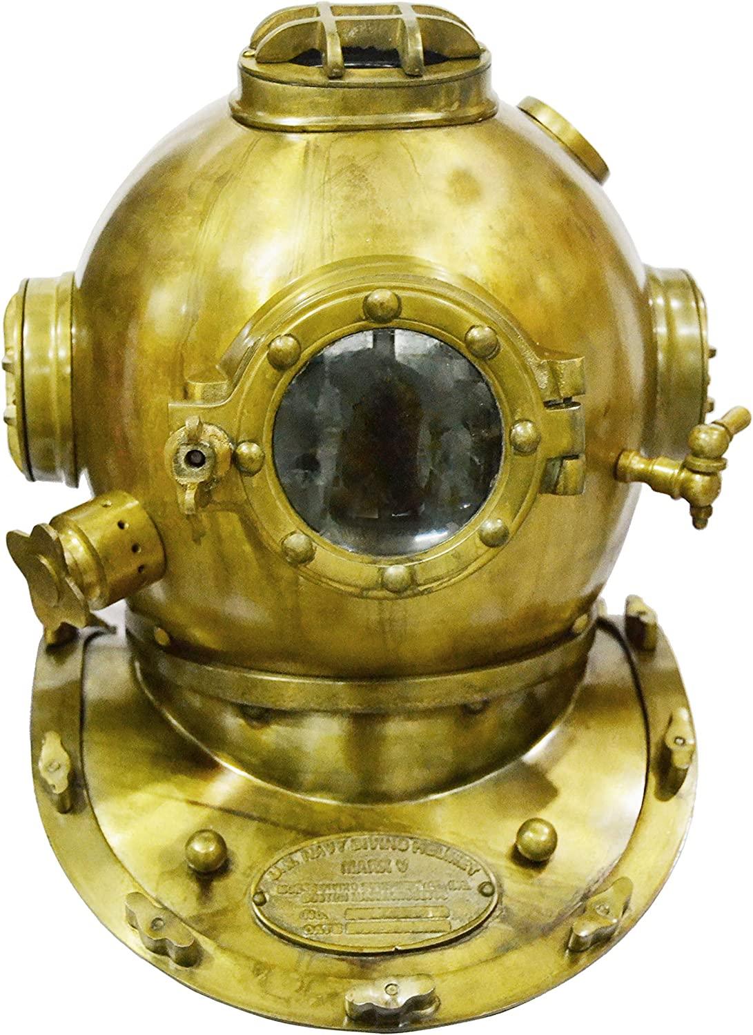Casco de buceo vintage de 18" Marítimo 1921 Anchor Engineering Deep SCA Casco antiguo para buceadores