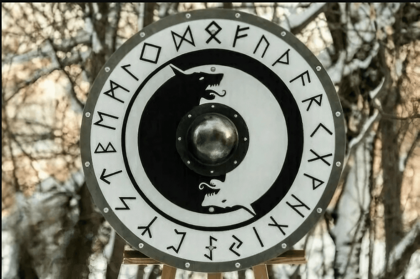 Escudo vikingo liso Sköll y Hati, 24" 
